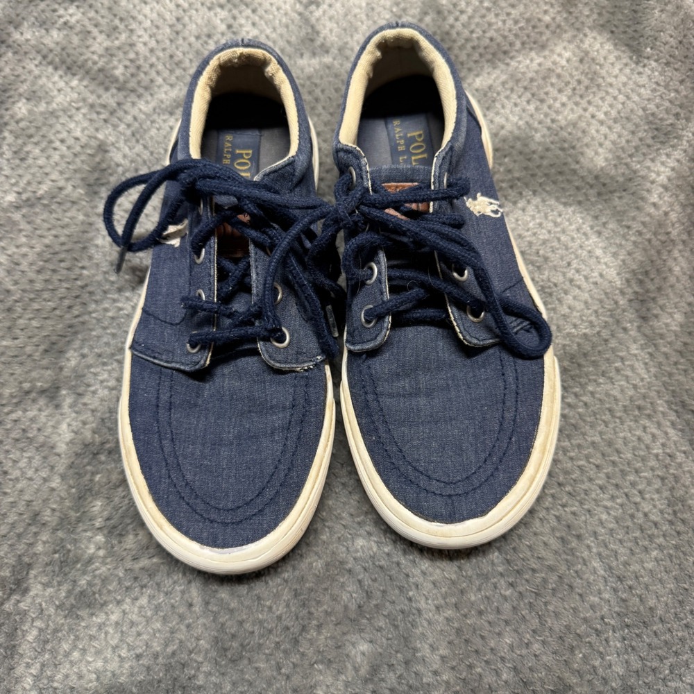 Polo Ralph Lauren Faxon II Navy Blue Canvas Sneakers Kids Size 1